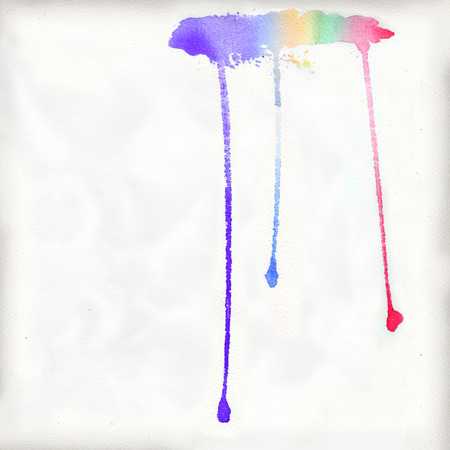 Cloud as a watercolor with colorful raindropsの写真素材