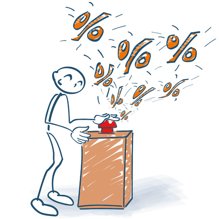 Stick figure presses a red button and a lot of percentages Stick figure presses a red button and a lot of percentages