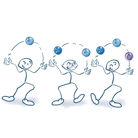 Stick figures are juggling ballsのイラスト素材