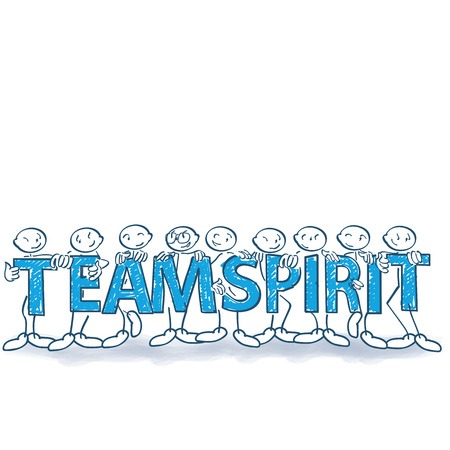 Stick figures with the letters and team spiritのイラスト素材