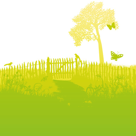 Tree in the garden with leaves shaped as heart of loveのイラスト素材