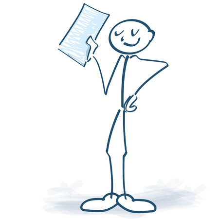 Stick figure proudly displays a letter of completionのイラスト素材