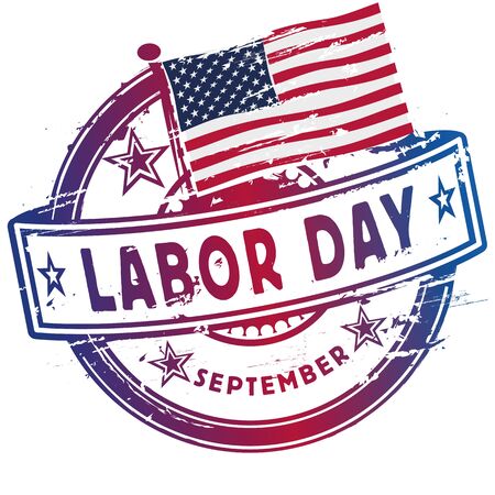 Rubber stamp with the Labor Day in September in the USAのイラスト素材