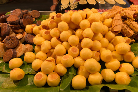 Grilled Sweet Potato, Coconut pancake  and Tokyo Pancake Sausage (Thai street Dessert)の写真素材