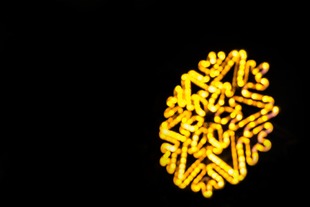 Blur night city street snowflakes lights background . Copy spaceの写真素材
