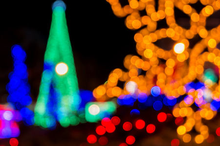 Abstract circular bokeh of Christmas light in cityの写真素材