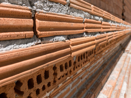 Close up unfinished brickwork in the temple