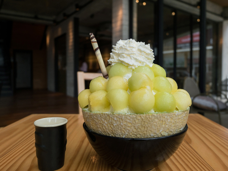 Melon shaved ice or Bingsu,Dessertの写真素材