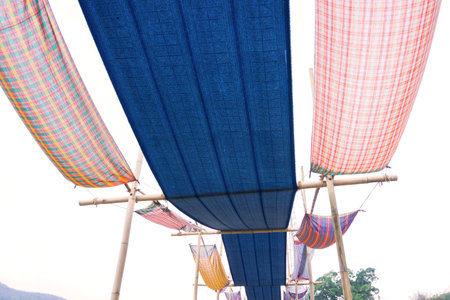 Cotton fabric thai style used as the roof for decoration