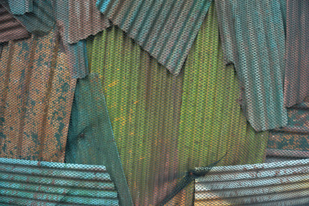 rope nets with old zinc sheets on background