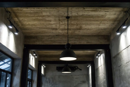 concrete ceiling interior design in the cafeの写真素材