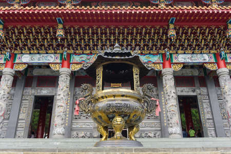 Sun Moon Lake, Taiwan- November 15, 2019: Incense Burner at the main entrance of Wen Wu Templeのeditorial素材