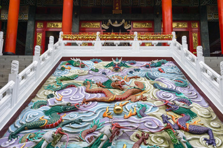 Sun Moon Lake, Taiwan- November 15, 2019: Wen Wu Temple at Sun Moon Lake, in Yuchi Township, Nantou...
