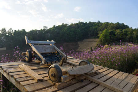 wooden car at Mon Jam, Mae Rim, Chiang Mai,the north of Thailandの写真素材