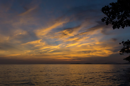 Sea and sky at sunset from Pattaya, Chonburi, Thailandの写真素材