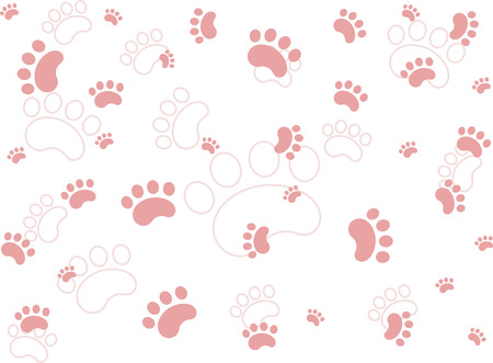 cute pink pet paw patternのイラスト素材