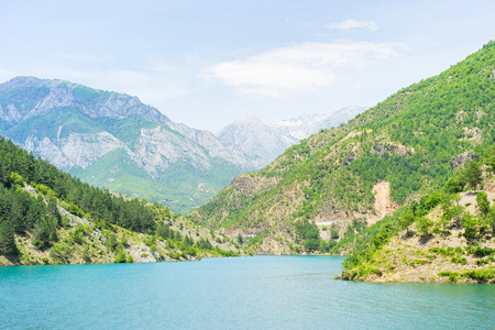 Lake Koman landscape, Albaniaの写真素材
