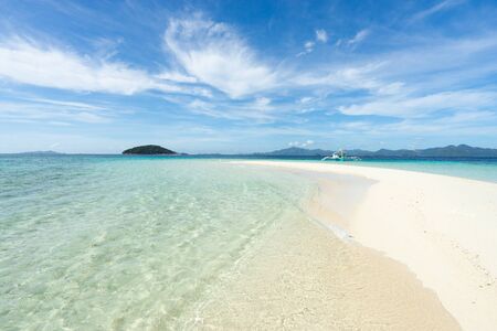 Beautiful amazing nature background. Tropical island with sandbar in Coron, Philippines.の写真素材