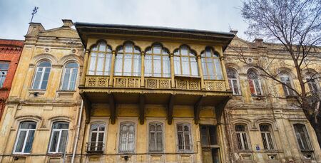 House with a traditional balcony in Tbilisi. Old city.の写真素材