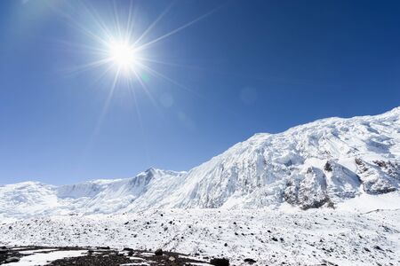 Landscape of mountains with Tilicho peak in Himalayas, Tilicho base camp, Annapurna region, Nepal.の写真素材
