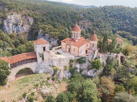 The aerial view of monastery Motsameta near Kutaisi, Georgia.の写真素材