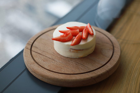 Red bento cake, Strawberry small cake. birthday cake. pastry. Cake as a gift