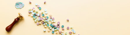 Banner Flat lay wax and wax sealの写真素材