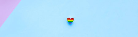 Banner Flat lay pride heart icon. LGBT. Pride month and day. pride flag