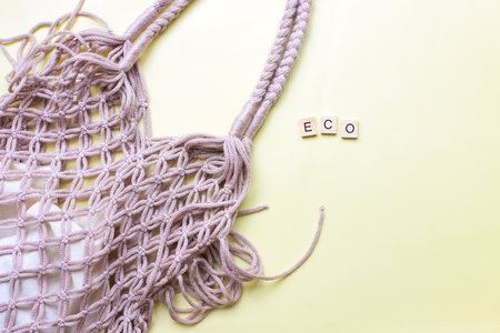 Flat lay eco. Zero waste. shopping bag.の写真素材