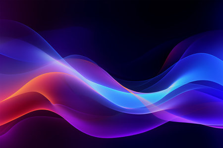 Abstract neon background waves black background. Generative AIの素材