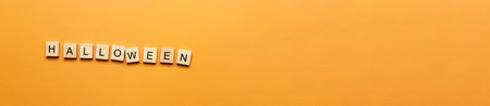 Banner Halloween word on orange backgroundの写真素材