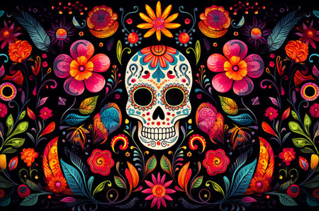 Day of the Dead background, remembering the departed. Generative AIの素材