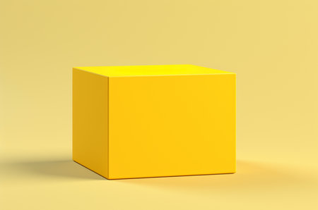 Mockup tall yellow box on yellow background. Generative AIの素材