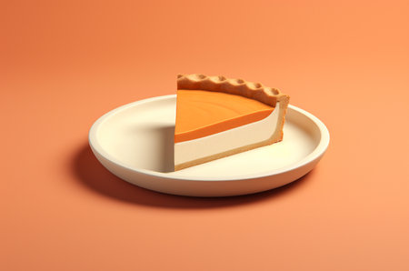 Piece of pumpkin tart. Generative AIの素材