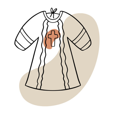 Doodle baptism. Christening shirt. baby baptismのイラスト素材