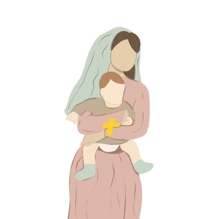 Baptism. The godmother holds the baby in her armsの写真素材