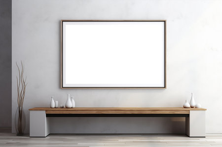 3d minimalistic interior with mockup painting on the wall. Generative AIの素材