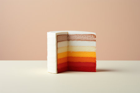Rainbow cake. Rainbow cake cut. Generative AIの素材