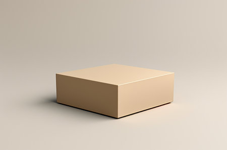 Mockup beige box on white background side view. Generative AIの素材