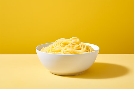 Side view of spaghetti in a white plate. Generative AIの素材