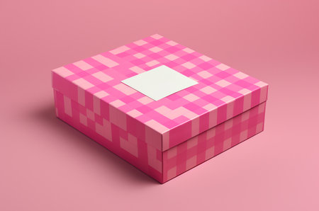 Pink checkered box mockup. Barbiecore. Generative AIの素材