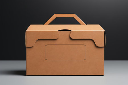 Mockup craft box with handle front view. Generative AIの素材