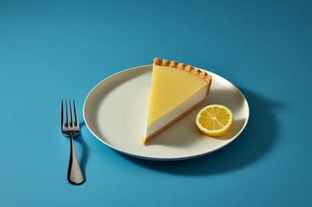 Lemon cheesecake with a slice of lemon. Generative AIの素材