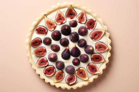 Fig pie top view. Generative AIの素材