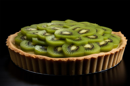 Kiwi pie. Kiwi tart side view. Generative AIの素材