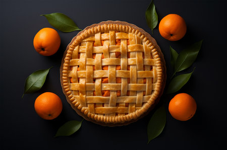 Tangerine pie top view. Generative AIの素材