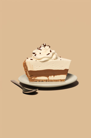 Coffee cheesecake with whipped cream. Generative AIの素材