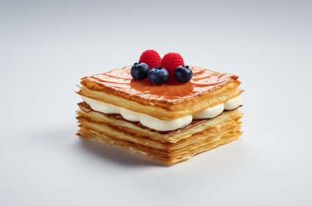 Napoleon cake with berries.. Generative AIの素材