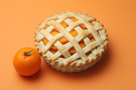 Tangerine pie top view. Generative AIの素材
