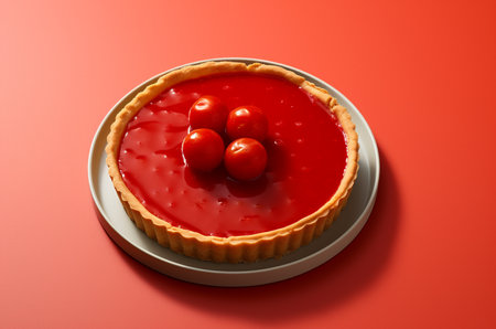 Tomato cake top view. Tomato tart side viewの素材
